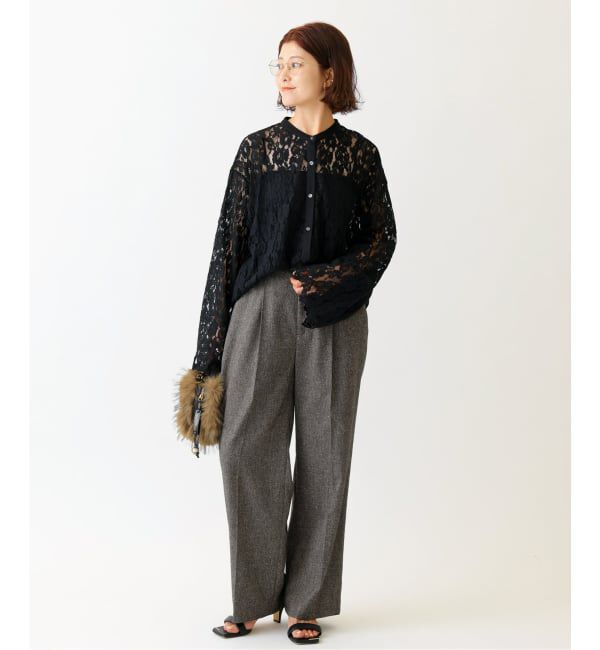 Spick and Span「《セットアップ可》ネップツイードタックイージーパンツ」|スラックス|