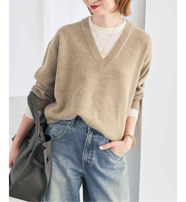 Spick and Span「《予約》レイヤード風Vネックプルオーバー」|ニット・セーター|