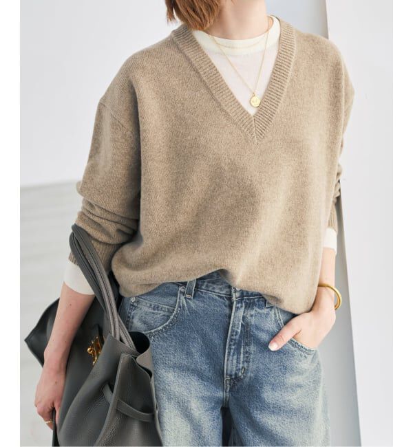 Spick and Span「《予約》レイヤード風Vネックプルオーバー」|ニット・セーター|