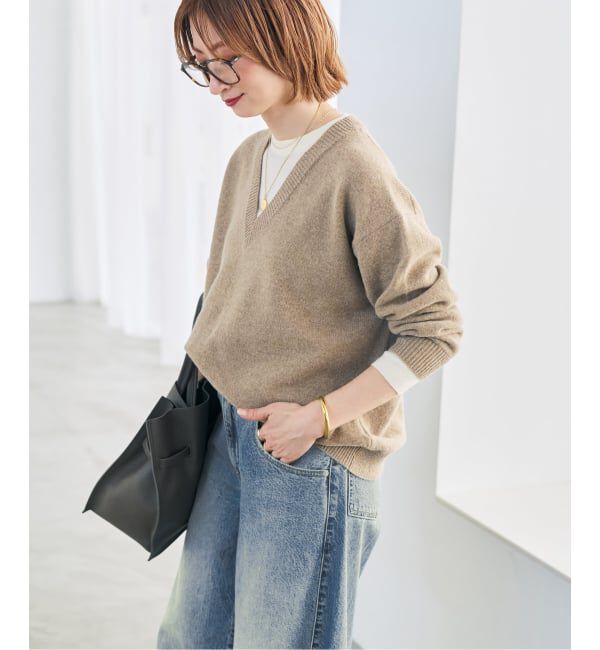 Spick and Span「《予約》レイヤード風Vネックプルオーバー」|ニット・セーター|