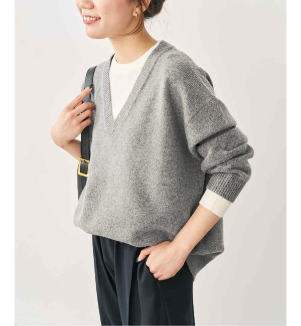 Spick and Span「《予約》レイヤード風Vネックプルオーバー」|ニット・セーター|