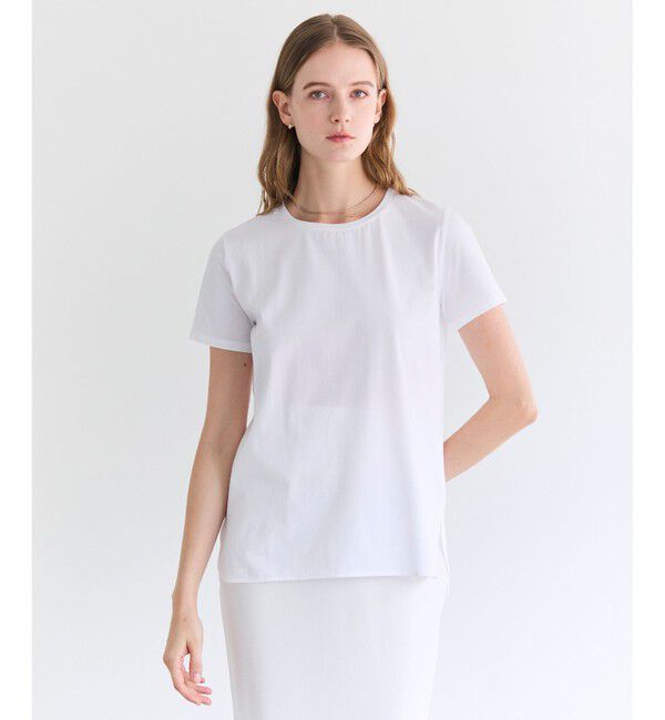 BEIGE,「【定番・新色追加】BROIS / コットンストレッチシャツテールTシャツ」|Tシャツ・カットソー|White