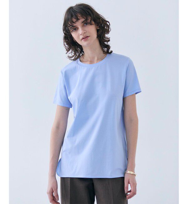 BEIGE,「【定番・新色追加】BROIS / コットンストレッチシャツテールTシャツ」|Tシャツ・カットソー|Sax