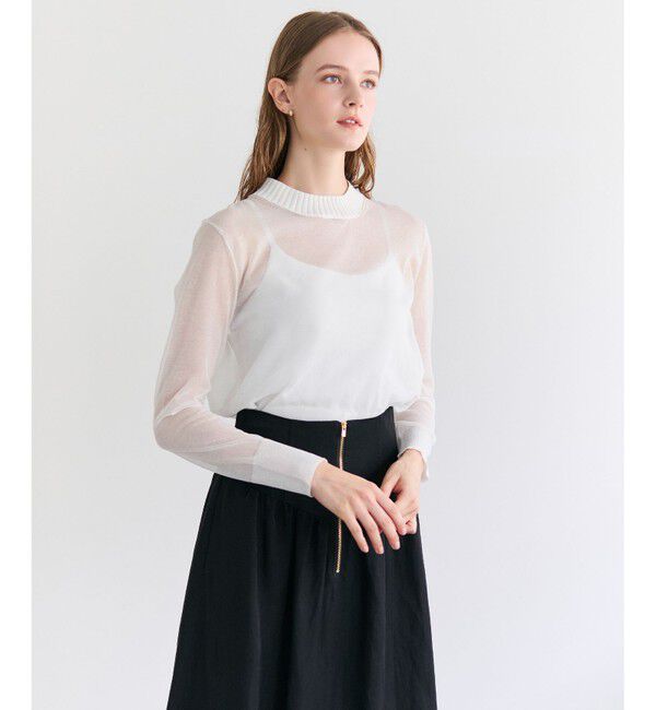 BEIGE,「PYRRHOT / シアーコンビ バックスリットプルオーバー」|ニット・セーター|Ecru