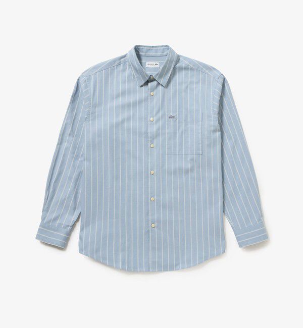 LACOSTE「オーバーサイズ ストライプレギュラーカラー 長袖シャツ」|シャツ・ブラウス|