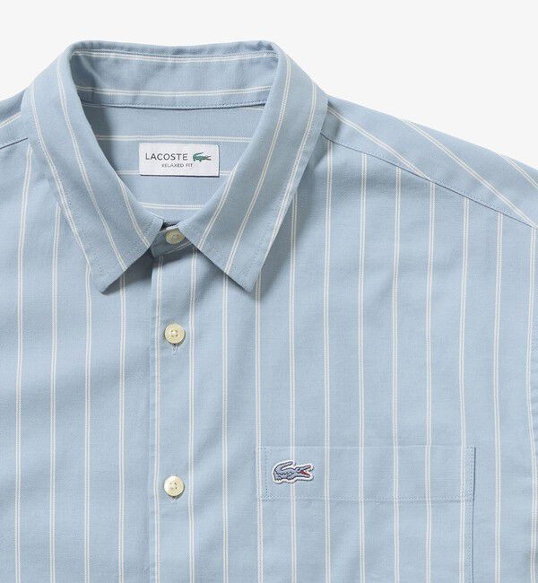 LACOSTE「オーバーサイズ ストライプレギュラーカラー 長袖シャツ」|シャツ・ブラウス|