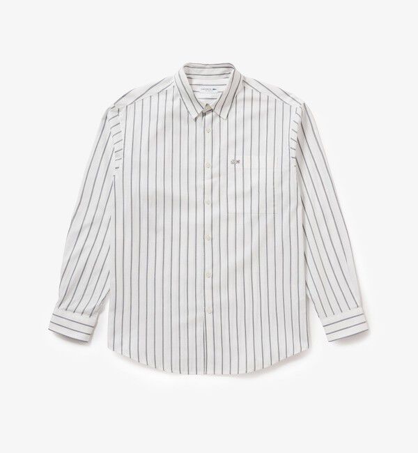 LACOSTE「オーバーサイズ ストライプレギュラーカラー 長袖シャツ」|シャツ・ブラウス|