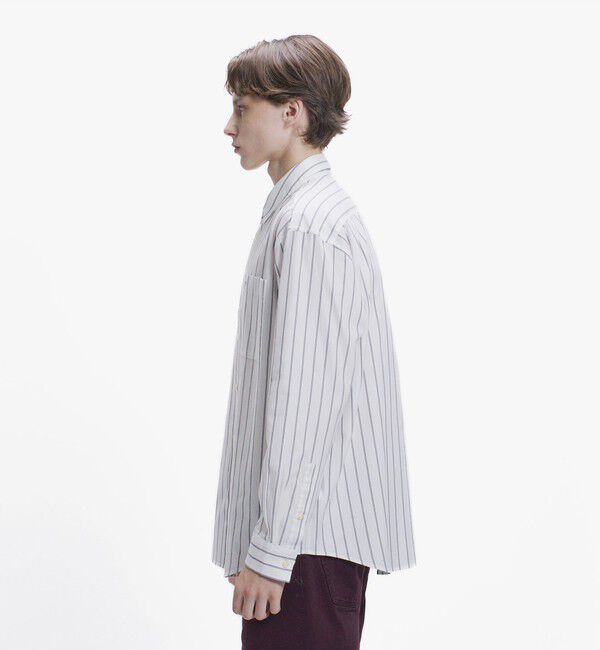 LACOSTE「オーバーサイズ ストライプレギュラーカラー 長袖シャツ」|シャツ・ブラウス|
