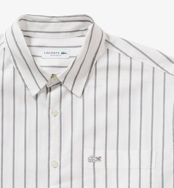 LACOSTE「オーバーサイズ ストライプレギュラーカラー 長袖シャツ」|シャツ・ブラウス|