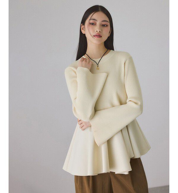 ADAM ET ROPE'「【定番】・【サステナブル】ペプラムコンビニットプルオーバー/オケージョン対応」|Tシャツ・カットソー|