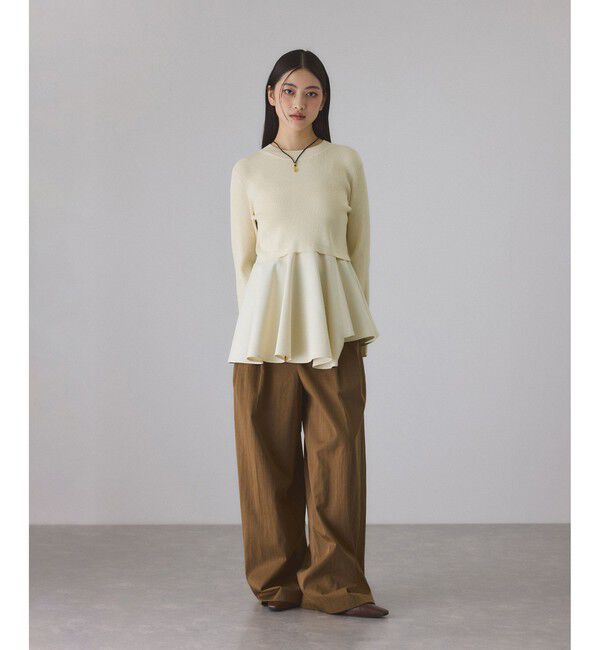 ADAM ET ROPE'「【定番】・【サステナブル】ペプラムコンビニットプルオーバー/オケージョン対応」|Tシャツ・カットソー|
