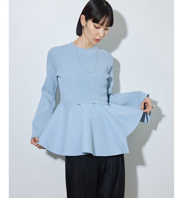 ADAM ET ROPE'「【定番】・【サステナブル】ペプラムコンビニットプルオーバー/オケージョン対応」|Tシャツ・カットソー|
