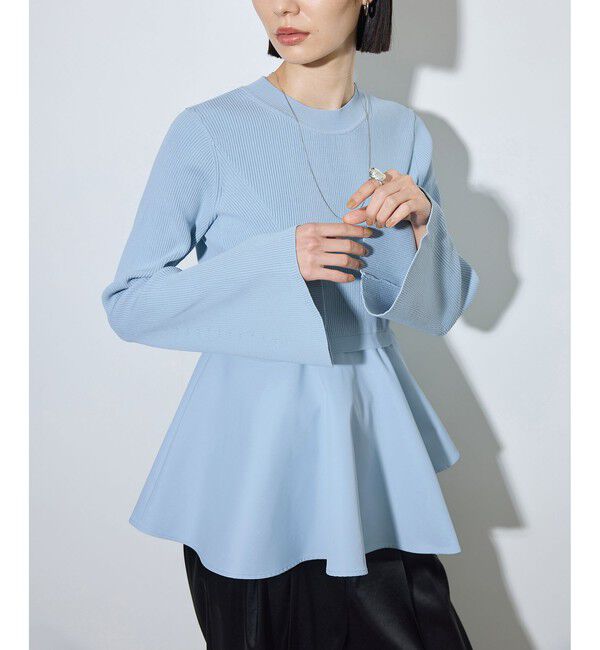 ADAM ET ROPE'「【定番】・【サステナブル】ペプラムコンビニットプルオーバー/オケージョン対応」|Tシャツ・カットソー|