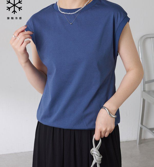  「【接触冷感】Q.anosクールタッチTシャツ」|Tシャツ・カットソー|ブルー