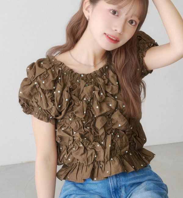  「【お気に入り登録数1万突破！】クシュクシュブラウス」|シャツ・ブラウス|ブラウンその他3