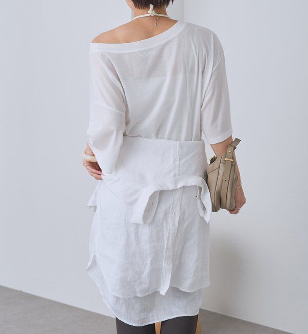  「【A・MONN】【吸水速乾/接触冷感】オープンネックチュニックTee」|Tシャツ・カットソー|