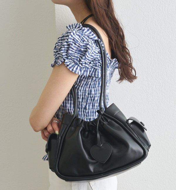  「ハートチャーム付きコンビBAG」|トートバッグ|ブラック