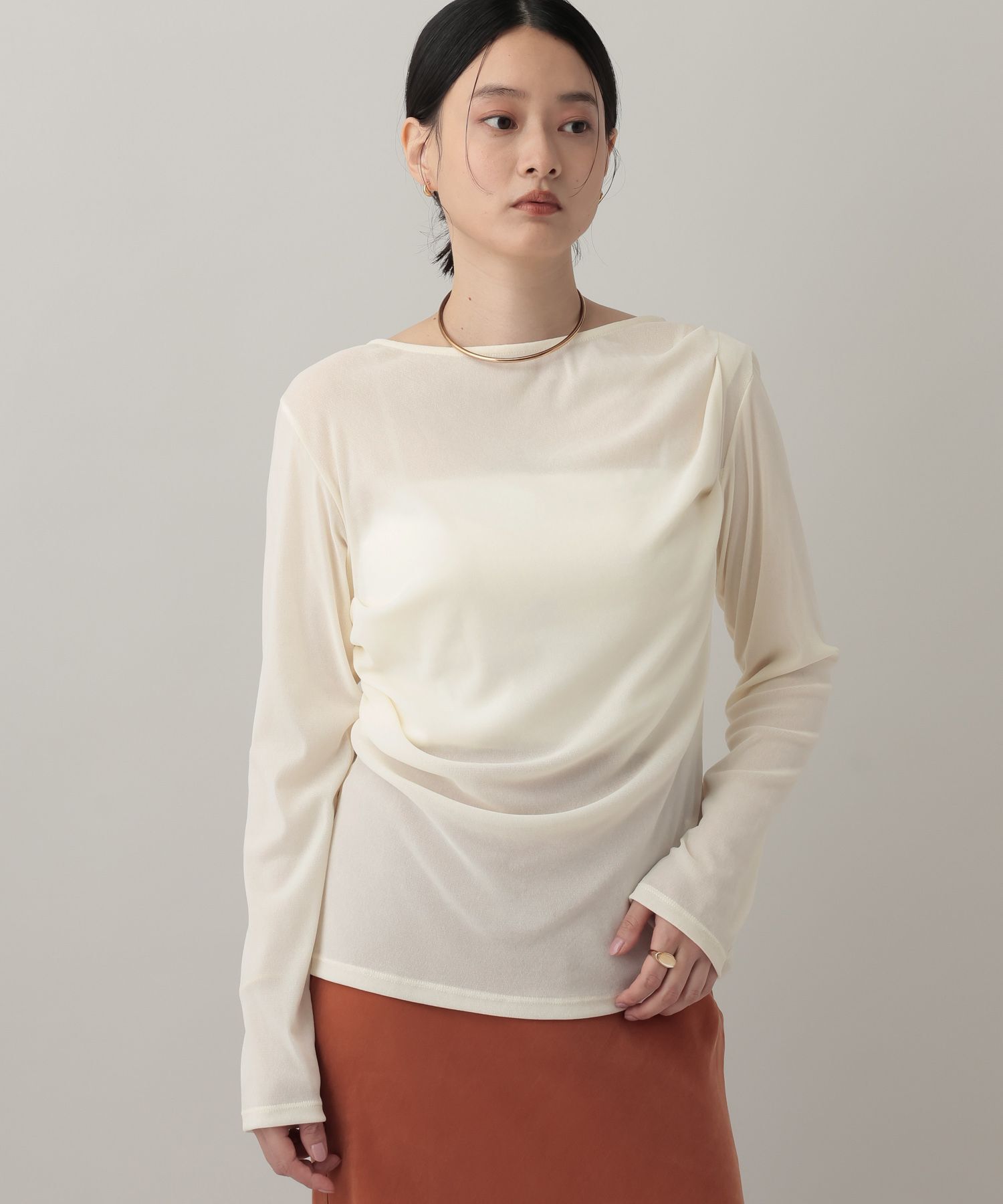 A part by 「 ドレープベロアプルオーバー_長袖」|Tシャツ・カットソー|ナチュラル