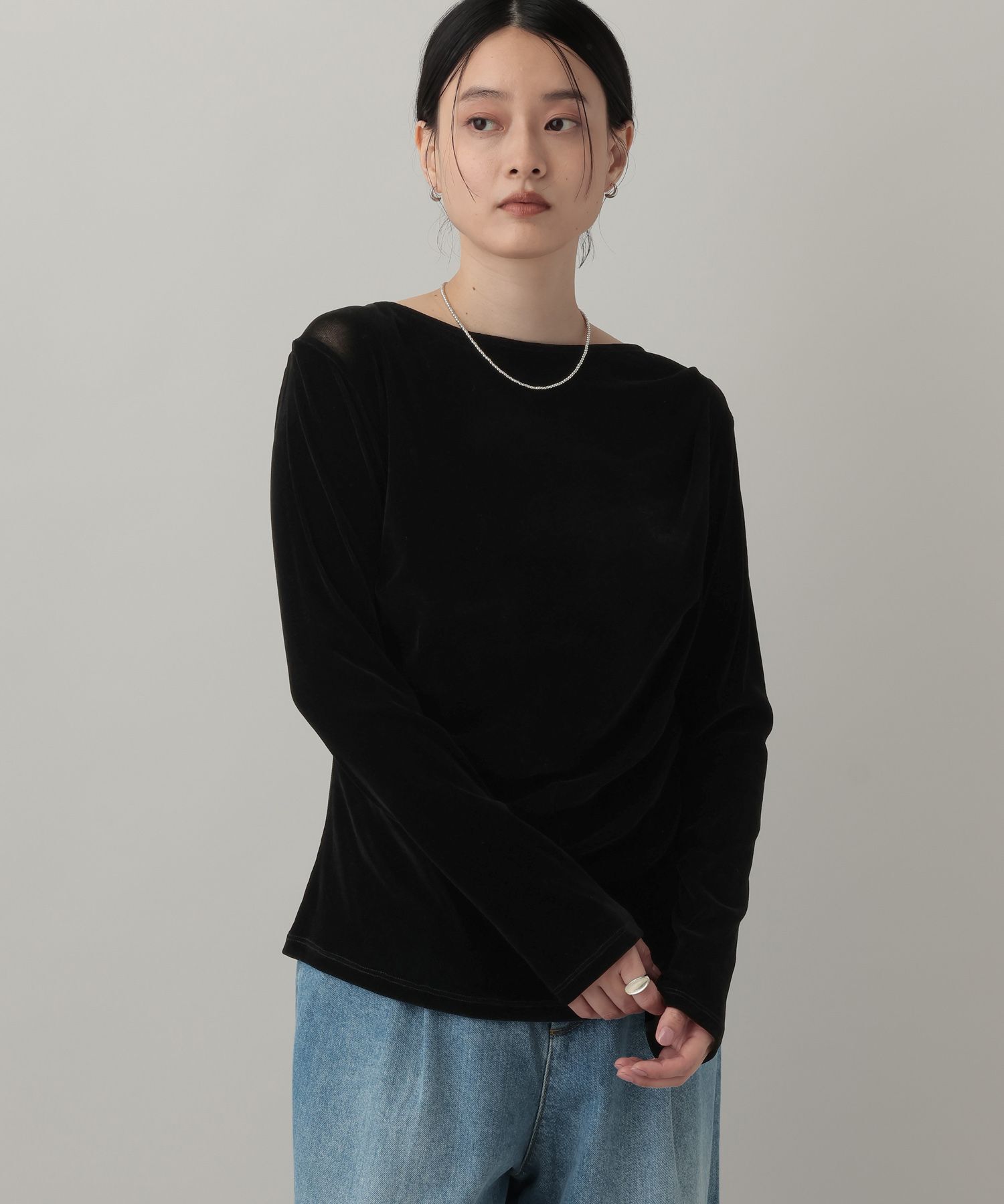 A part by 「 ドレープベロアプルオーバー_長袖」|Tシャツ・カットソー|ブラック