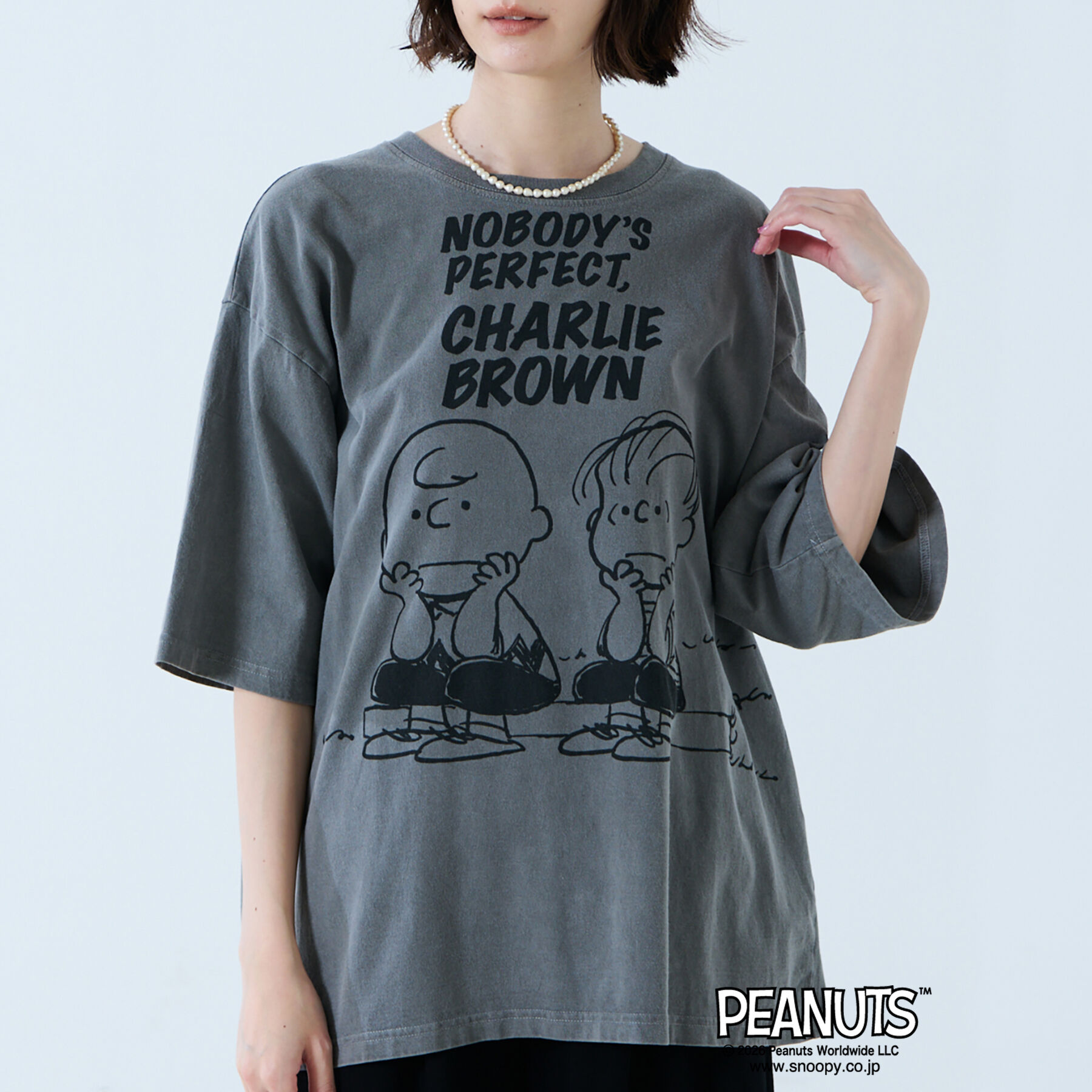 Rouge vif「【JOHNBULL/ジョンブル】PEANUTS プリントTシャツ / スヌーピー」|Tシャツ・カットソー|ブラック系その他2