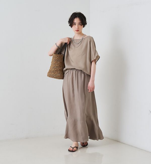 Rouge vif「【セットアップ対応】キュプラフィブリルアシンメトリーブラウス」|シャツ・ブラウス|