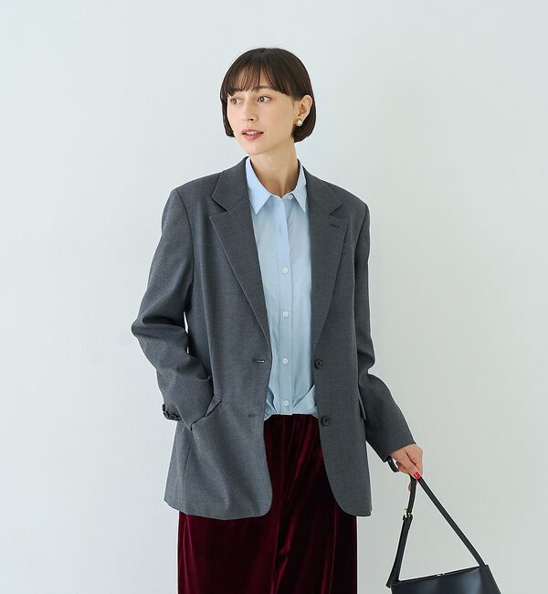 Rouge vif「ウール混ストレッチツイルシングルテーラージャケット」|テーラードジャケット|