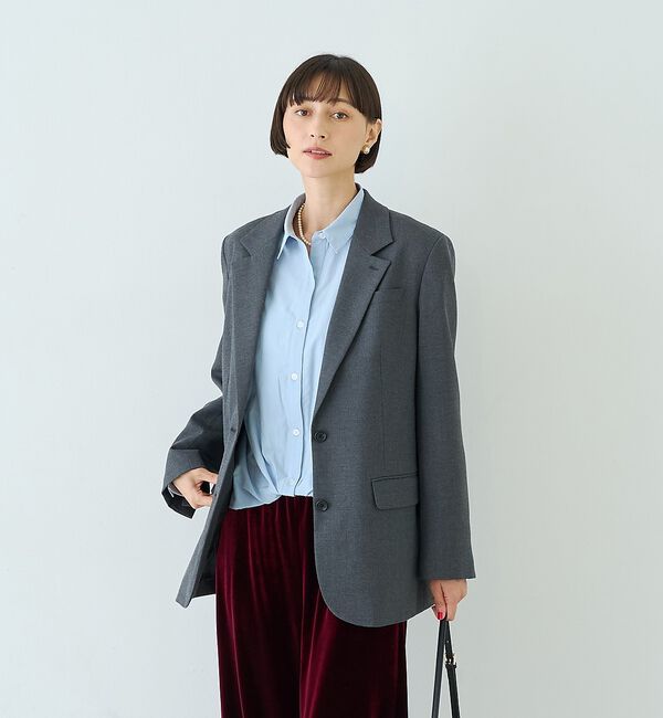 Rouge vif「ウール混ストレッチツイルシングルテーラージャケット」|テーラードジャケット|