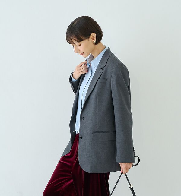 Rouge vif「ウール混ストレッチツイルシングルテーラージャケット」|テーラードジャケット|