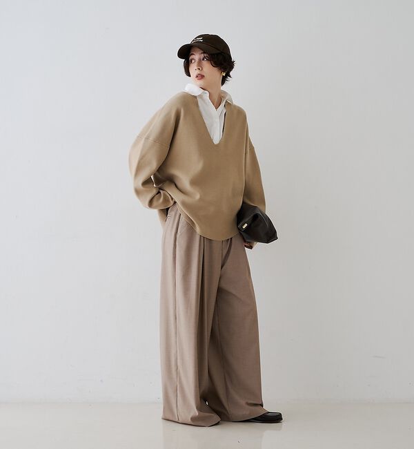 Rouge vif「レイヤード風シャツドッキングニットプルオーバー【予約】」|ニット・セーター|
