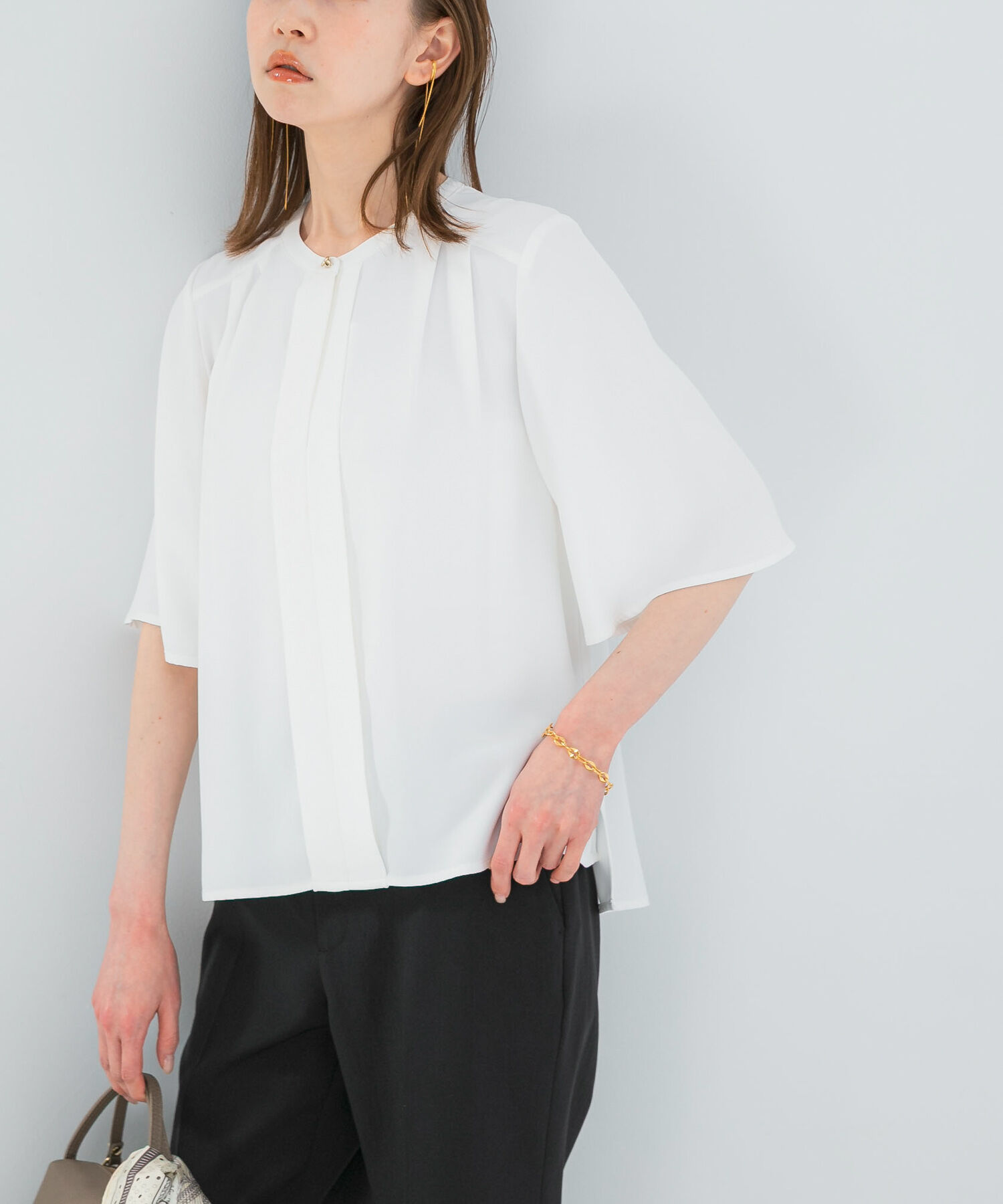 URBAN RESEARCH ROSSO「2WAYウォッシャブルフレアスリーブ ブラウス」|シャツ・ブラウス|