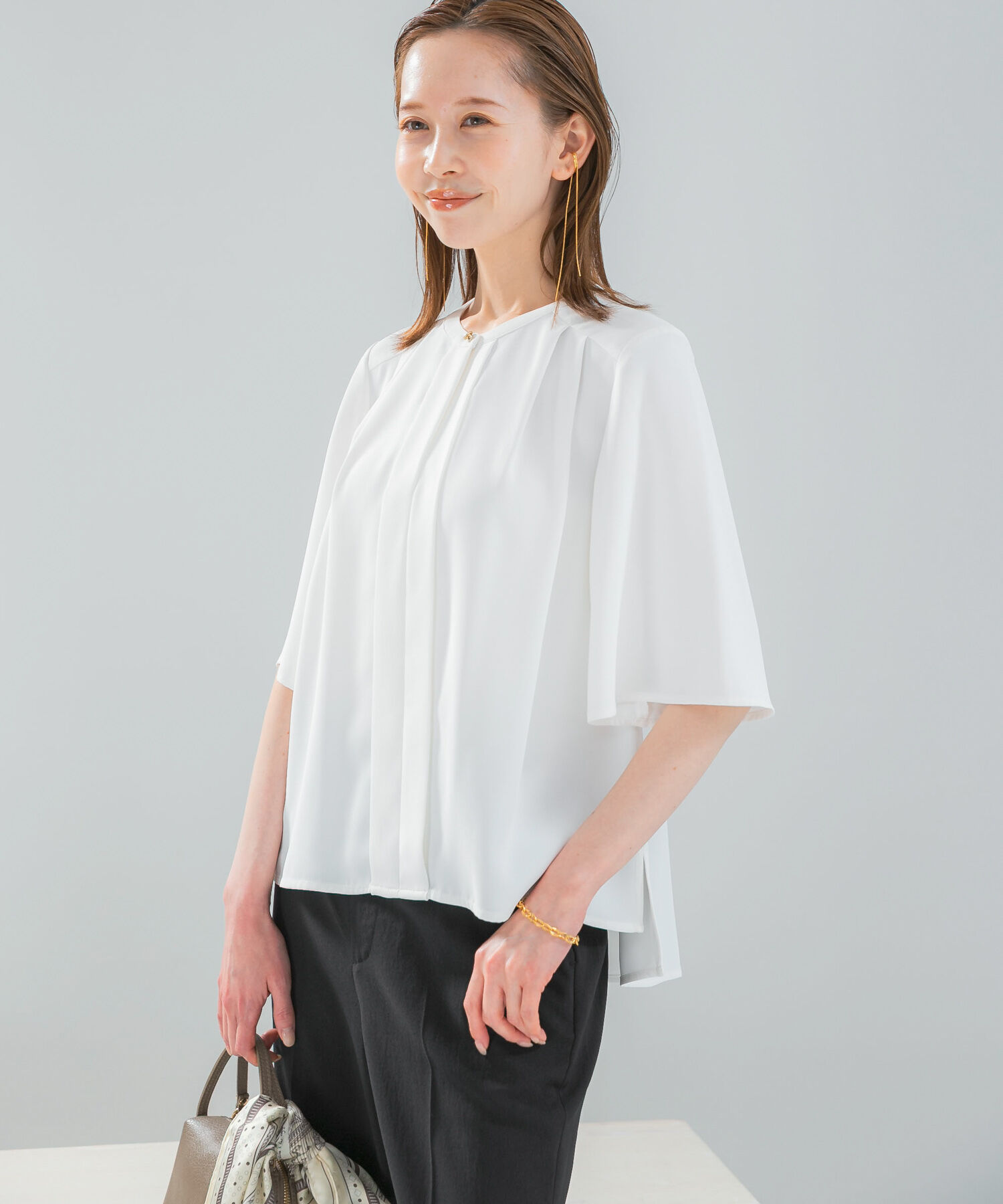 URBAN RESEARCH ROSSO「2WAYウォッシャブルフレアスリーブ ブラウス」|シャツ・ブラウス|