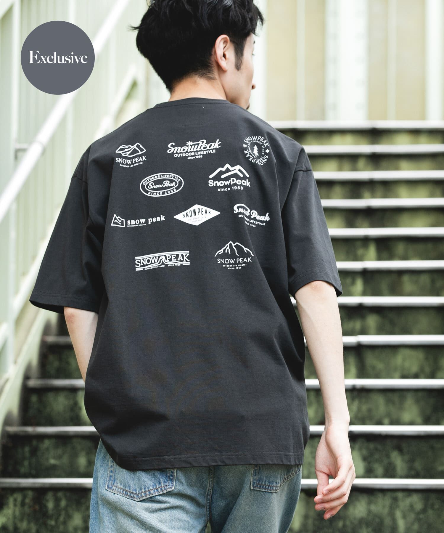 URBAN RESEARCH DOORS「『別注』Snow Peak Apparel&times;DOORS　PROTOARCHIVEPRINT T-SHIRTS」|Tシャツ・カットソー|チャコールグレー