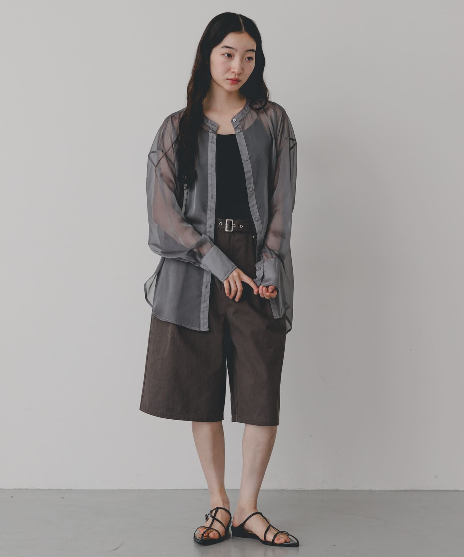 SENSE OF PLACE by URBAN RESEARCH「バンドカラーシャンブレーシアーシャツ」|シャツ・ブラウス|