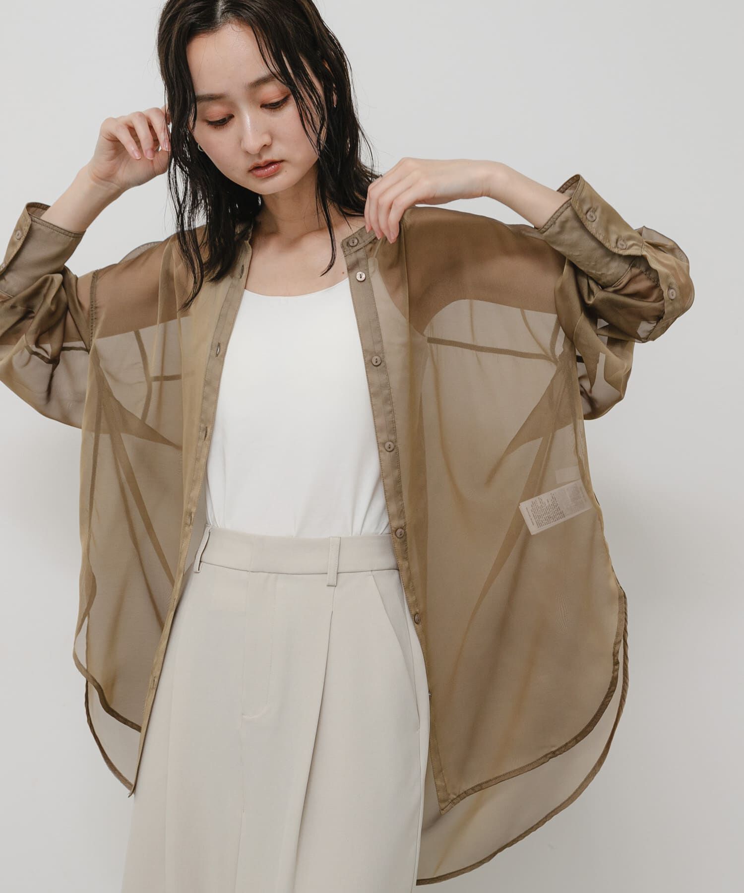 SENSE OF PLACE by URBAN RESEARCH「バンドカラーシャンブレーシアーシャツ」|シャツ・ブラウス|