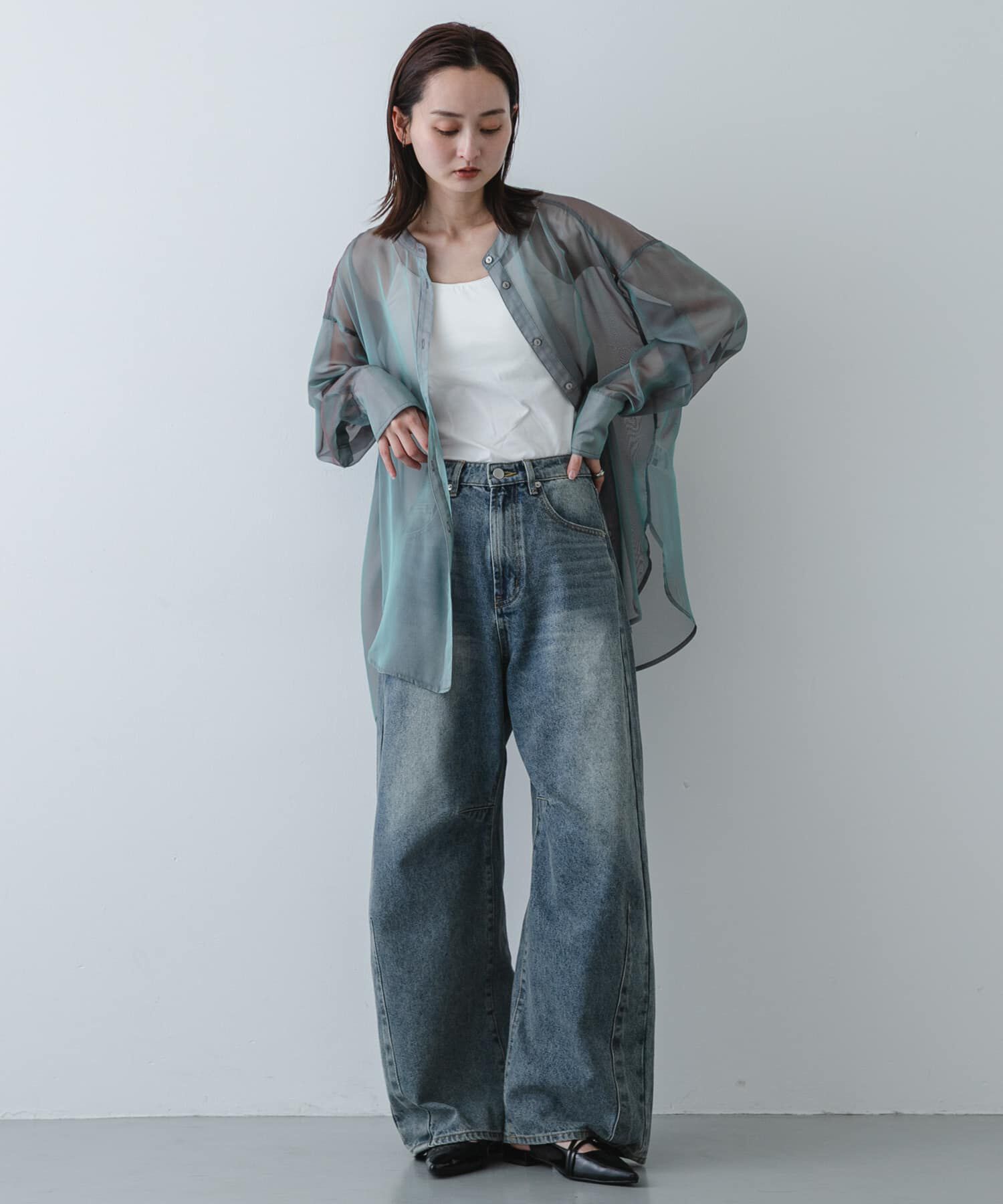 SENSE OF PLACE by URBAN RESEARCH「バンドカラーシャンブレーシアーシャツ」|シャツ・ブラウス|