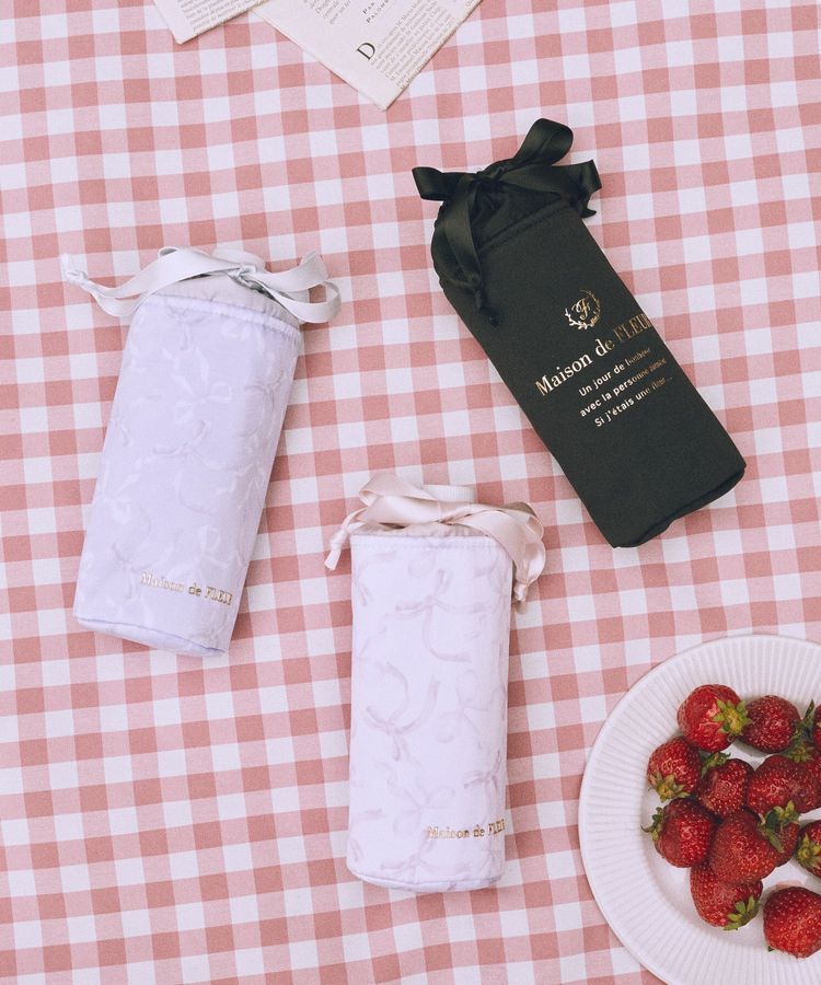 Maison de FLEUR「【保冷機能付き】リボン柄巾着ボトルケース」|ポーチ|