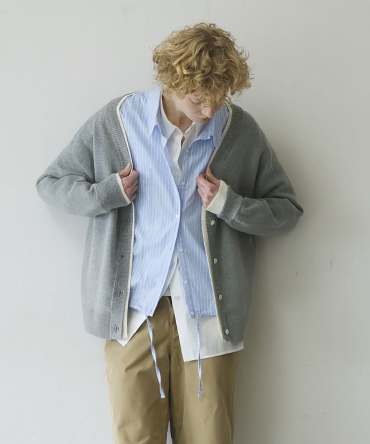 GARAGE OF GOOD CLOTHING「配色リブダブルジャガードカーディガン」|カーディガン|Light Gray Mixture
