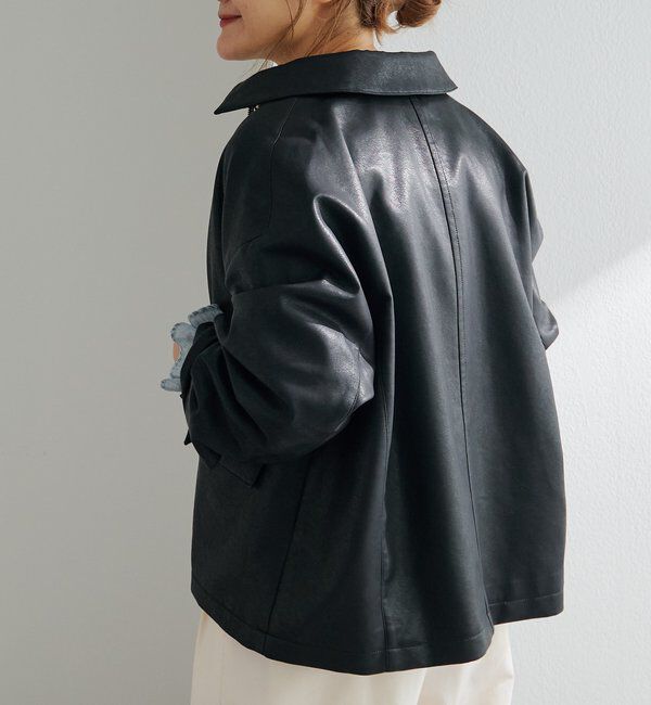  「フライフロントフェイクレザージャケット」|テーラードジャケット|