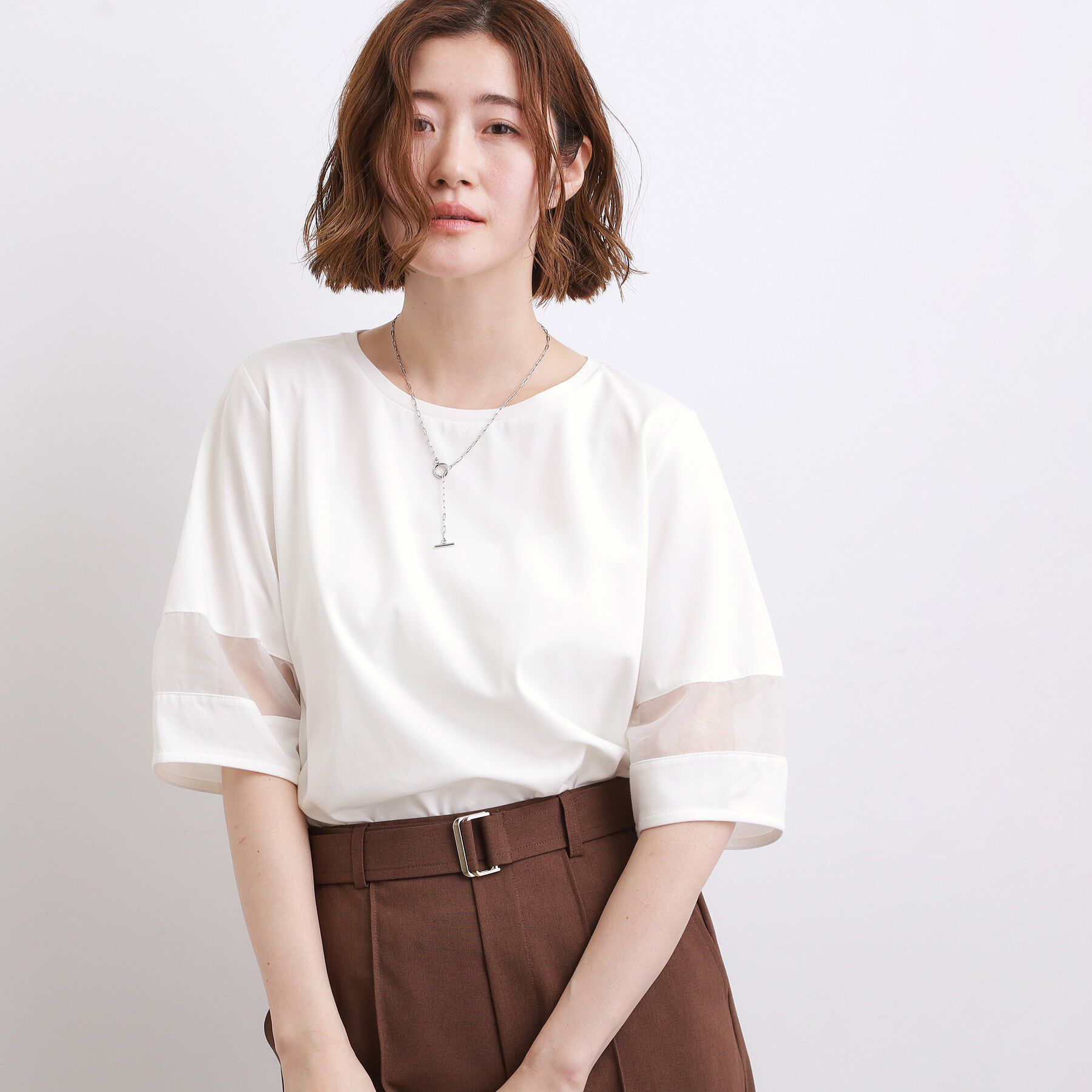 grove「【吸水速乾・UVカット・接触冷感】シアードッキングランタンスリーブTシャツ」|Tシャツ・カットソー|オフホワイト(003