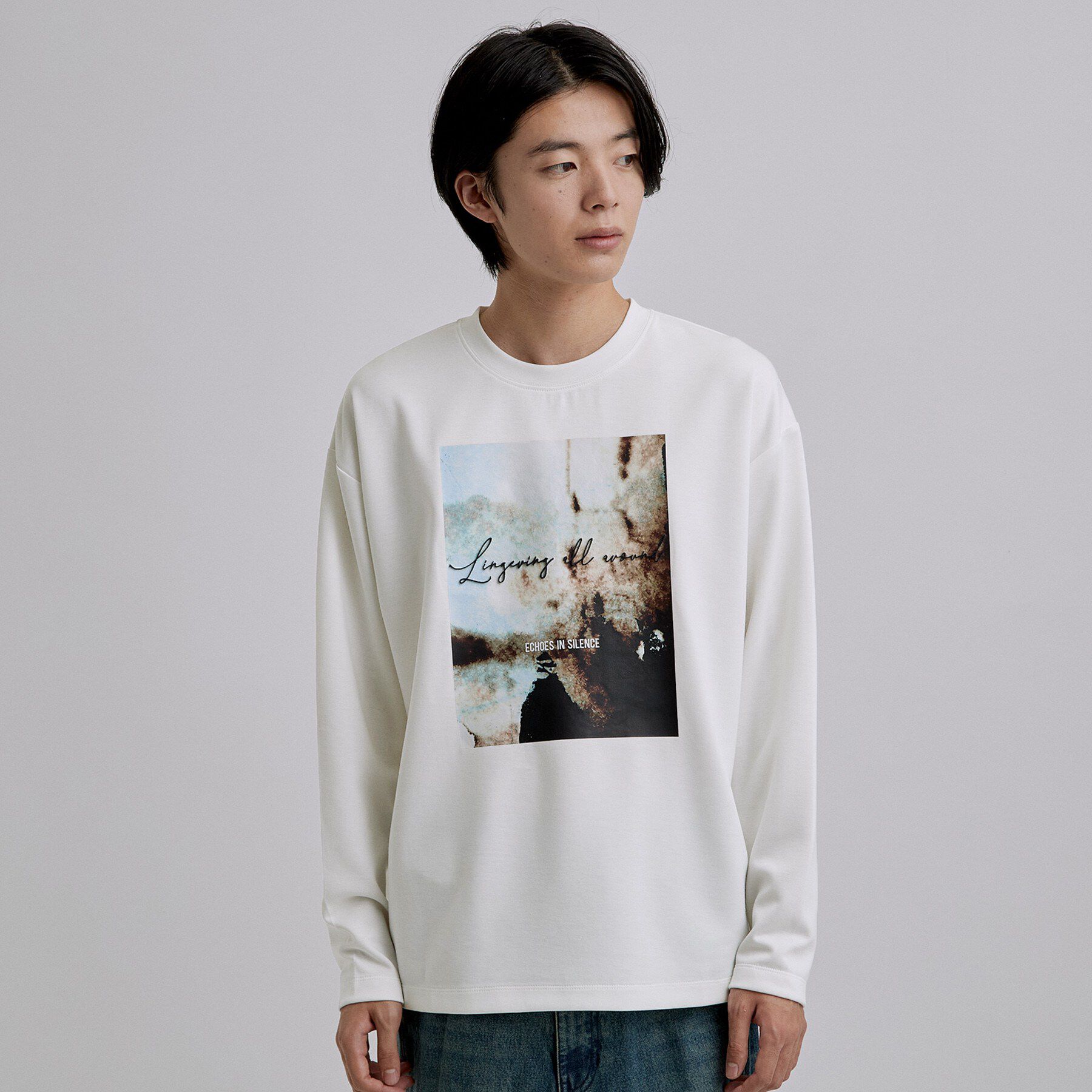 tk.TAKEO KIKUCHI「ブラシ刺繍長袖Tシャツ」|Tシャツ・カットソー|ホワイト(001)
