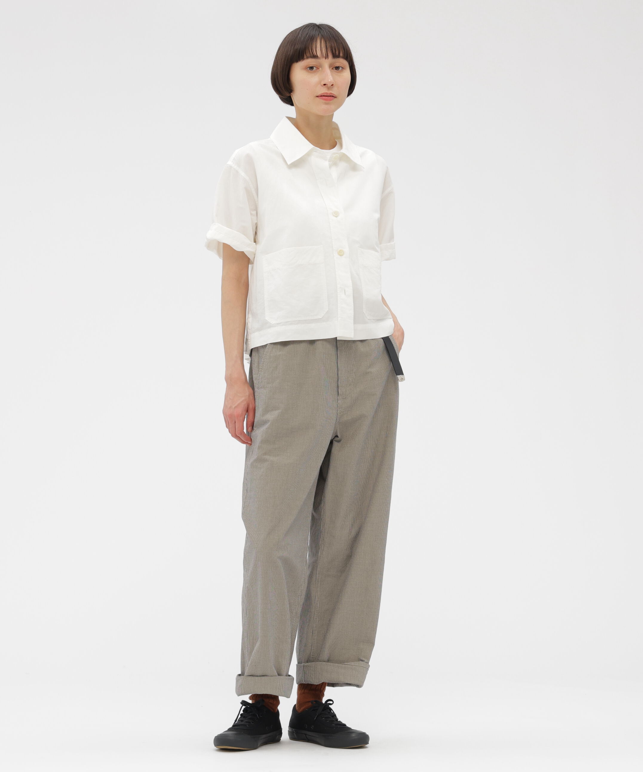 MHL.「CHEF CHECK COTTON TROUSERS」|その他|BLACK