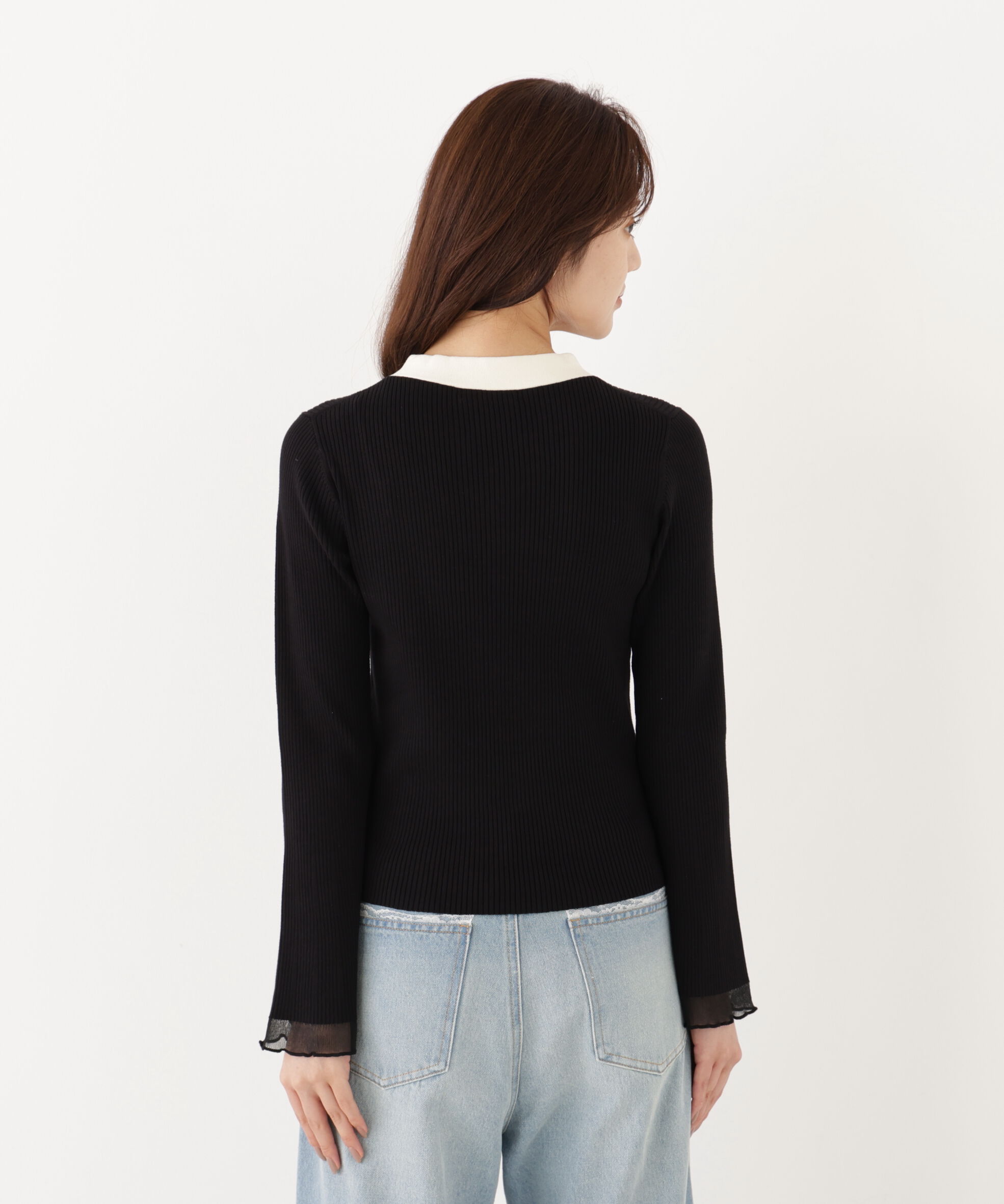 PROPORTION BODY DRESSING「タイ付き部分シアーニット」|ニット・セーター|