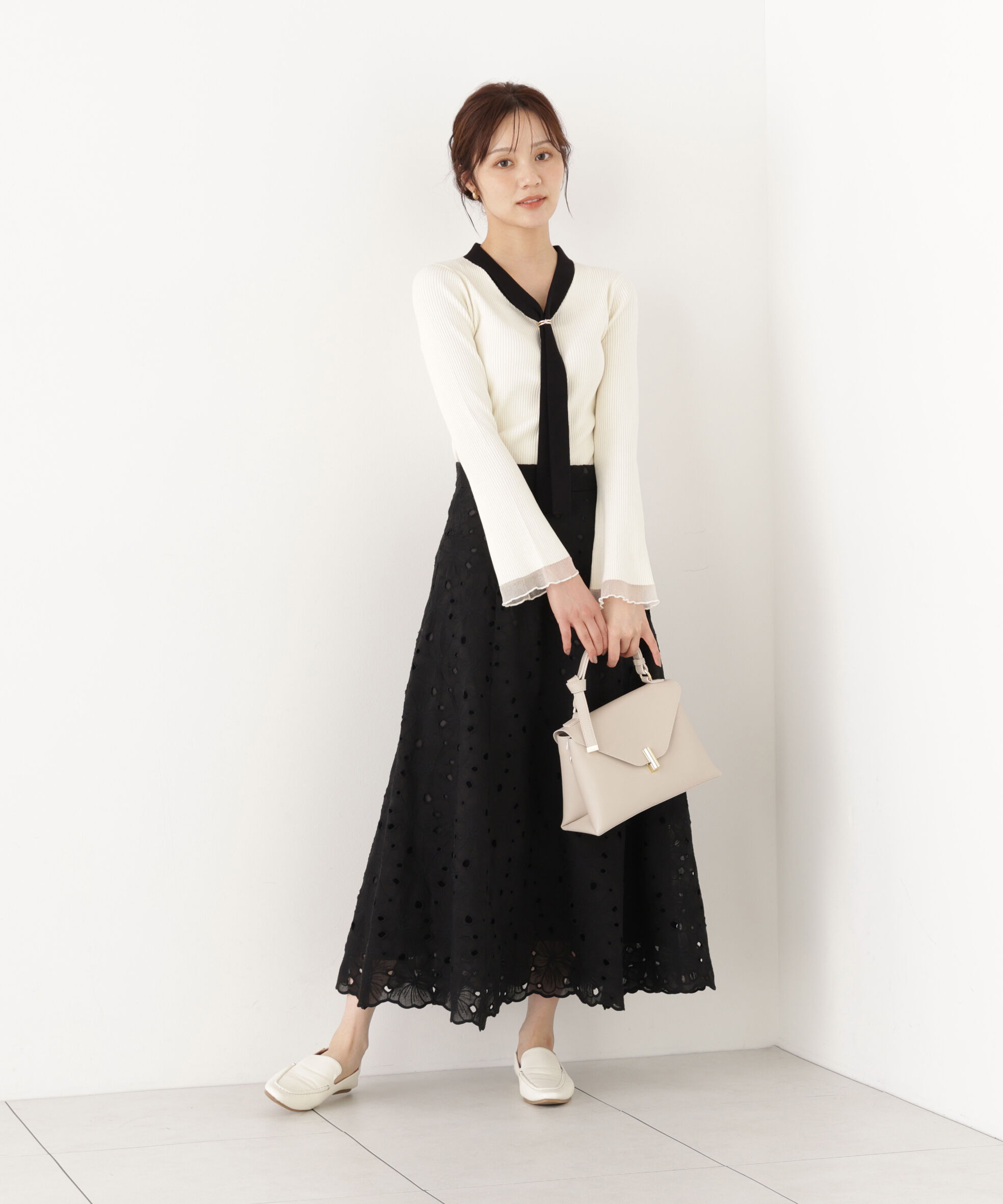 PROPORTION BODY DRESSING「タイ付き部分シアーニット」|ニット・セーター|