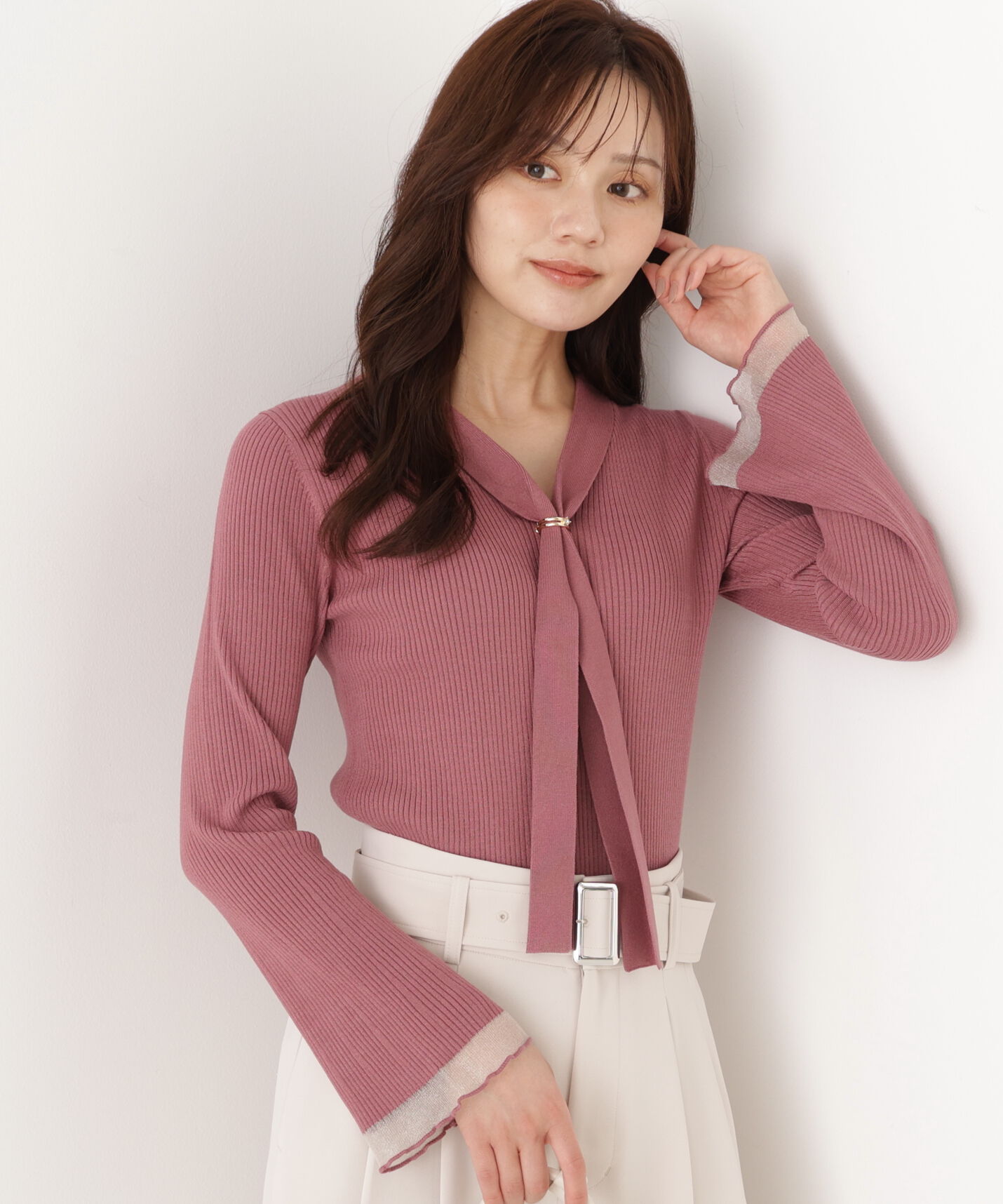PROPORTION BODY DRESSING「タイ付き部分シアーニット」|ニット・セーター|