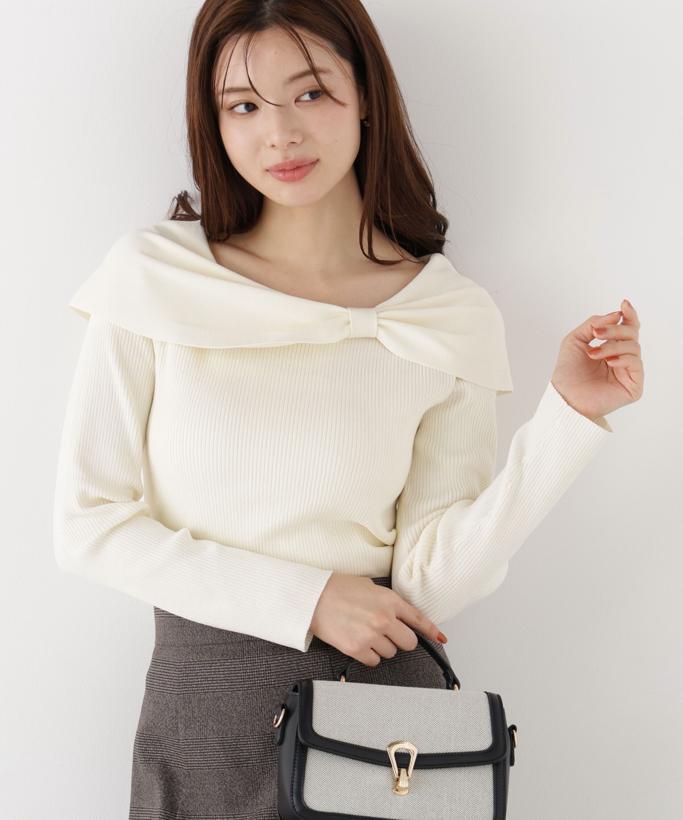 PROPORTION BODY DRESSING「リボンケープ風ニット」|ニット・セーター|エクリュ1