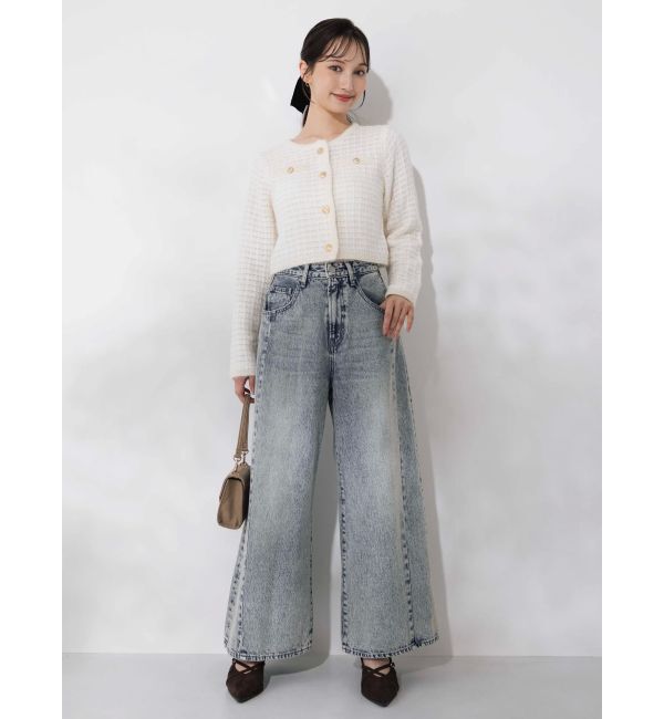 dazzlin「スイッチングワイドデニムパンツ」|デニム|