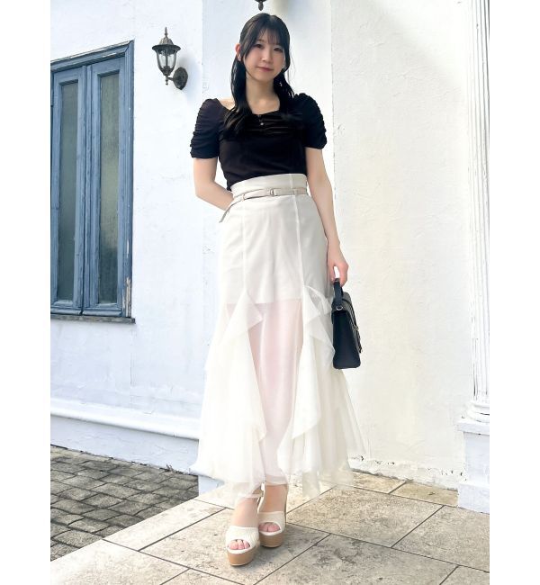 dazzlin「タイ付ギャザーカットトップス」|Tシャツ・カットソー|