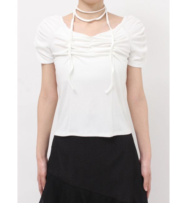 dazzlin「タイ付ギャザーカットトップス」|Tシャツ・カットソー|