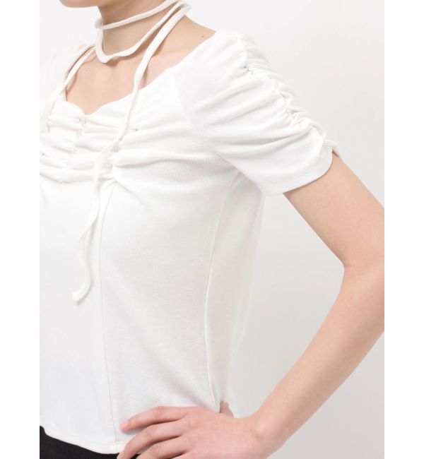 dazzlin「タイ付ギャザーカットトップス」|Tシャツ・カットソー|