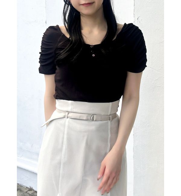 dazzlin「タイ付ギャザーカットトップス」|Tシャツ・カットソー|ブラウン